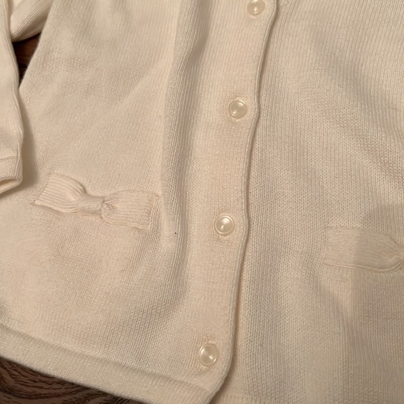 Janie & Jack girls button up sweater cover up with faux fur collar - Picture 3 of 3